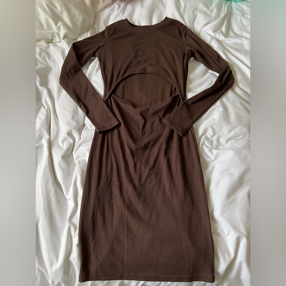 Cupshe brown dress with opening size small